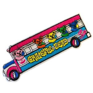 Grateful Dead Hippie Embroidered Dancing Bears Bus Festival Iron-On Patch NEW